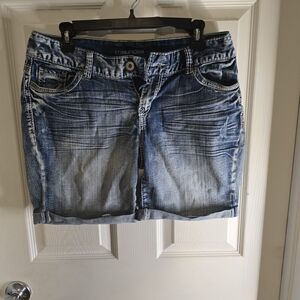 Maurices Distressed Blue Mini Skirt